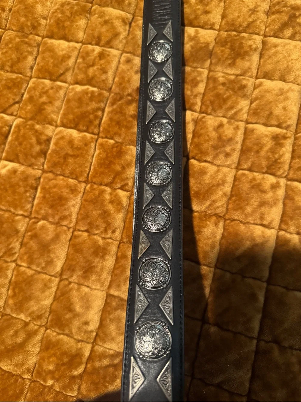 Idyllwind Black Studded Leather Belt with Silver-Tone Conchos